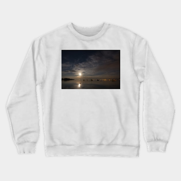 Moonrise over Lake Constance, Germany Crewneck Sweatshirt by holgermader